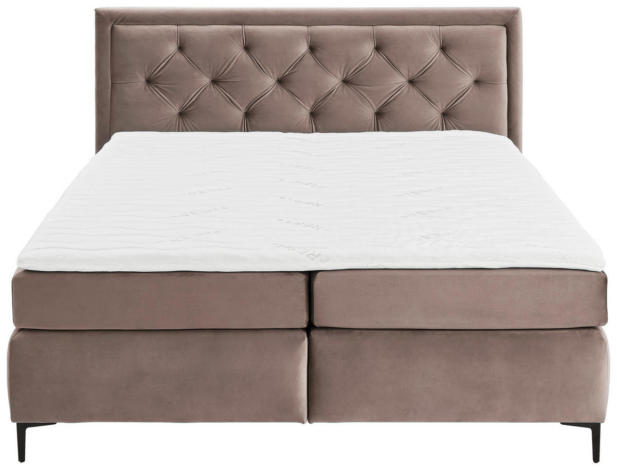 BOXSPRINGBETT 160/200 cm  in Beige  - Beige/Schwarz, KONVENTIONELL, Textil/Metall (160/200cm) - Boxxx