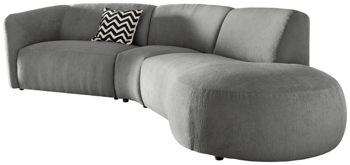 ECKSOFA in Mikrofaser Graubraun  276/182 cm  - Graubraun/Schwarz, MODERN, Kunststoff/Textil (276/182cm) - Livetastic