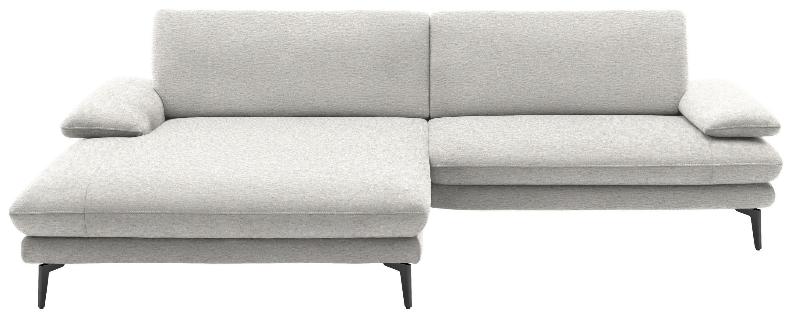 ECKSOFA in Webstoff Creme, Naturfarben  - Creme/Schwarz, Design, Textil/Metall (184/284cm) - Dieter Knoll