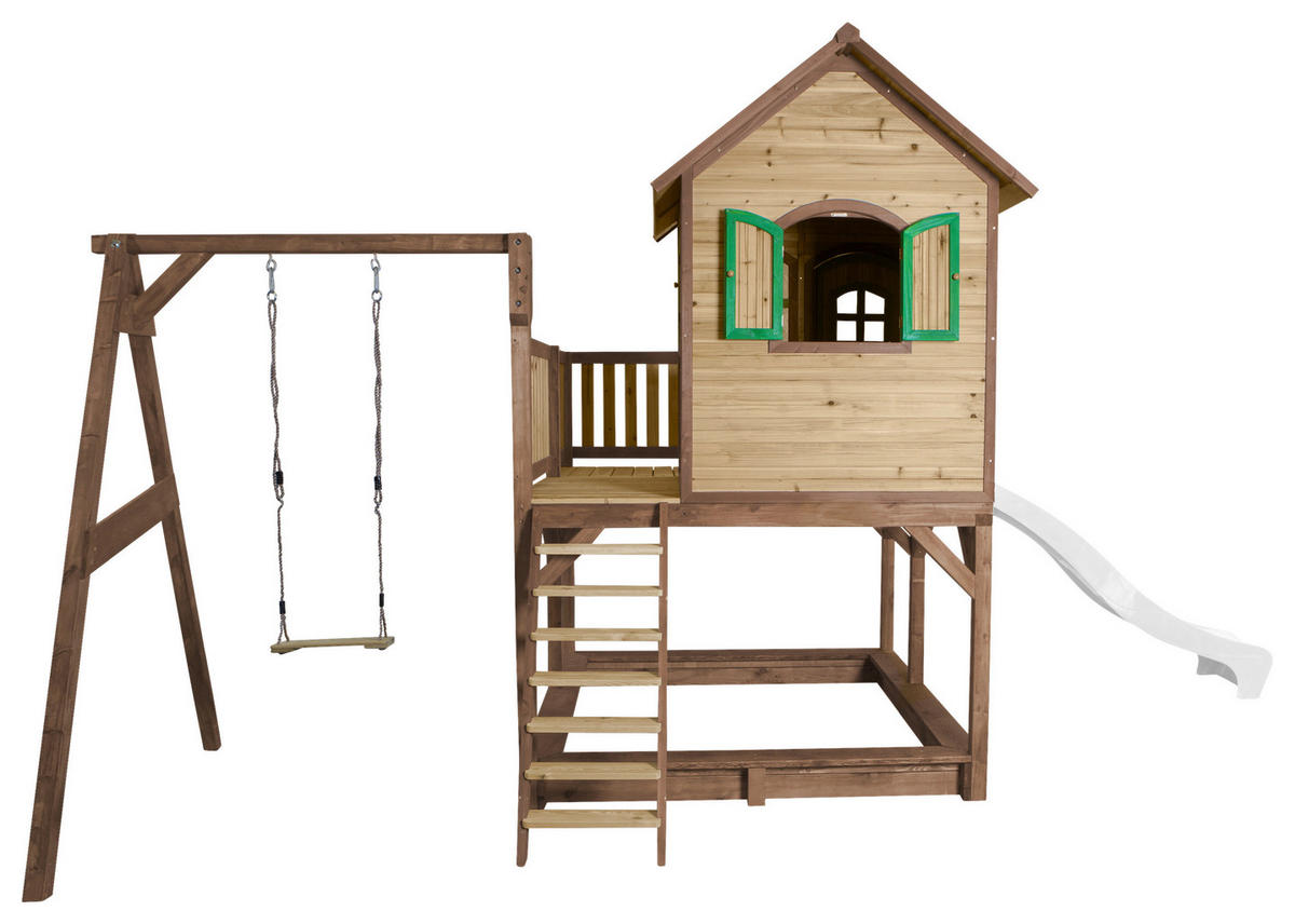 SPIELTURM 541/291/277 cm  - Braun/Weiß, KONVENTIONELL, Holz/Kunststoff (541/291/277cm) - Ambia Garden