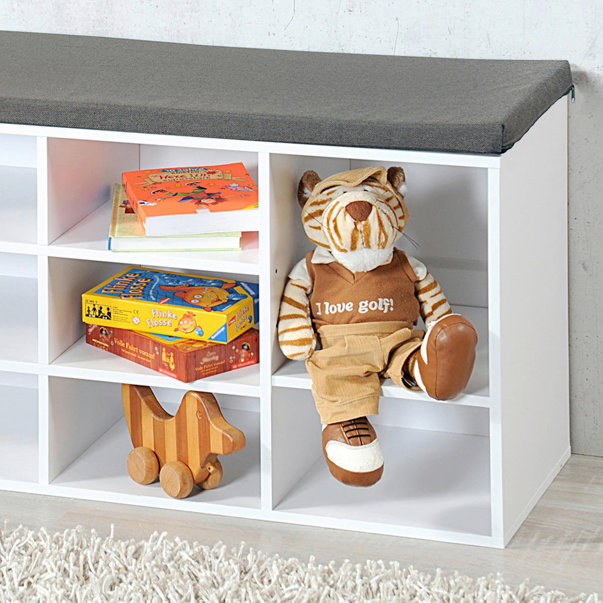 SCHUHSCHRANK  in 103.5/48/29.5 cm  - Weiß/Grau, Design, Holzwerkstoff/Textil (103.5/48/29.5cm) - Kesper
