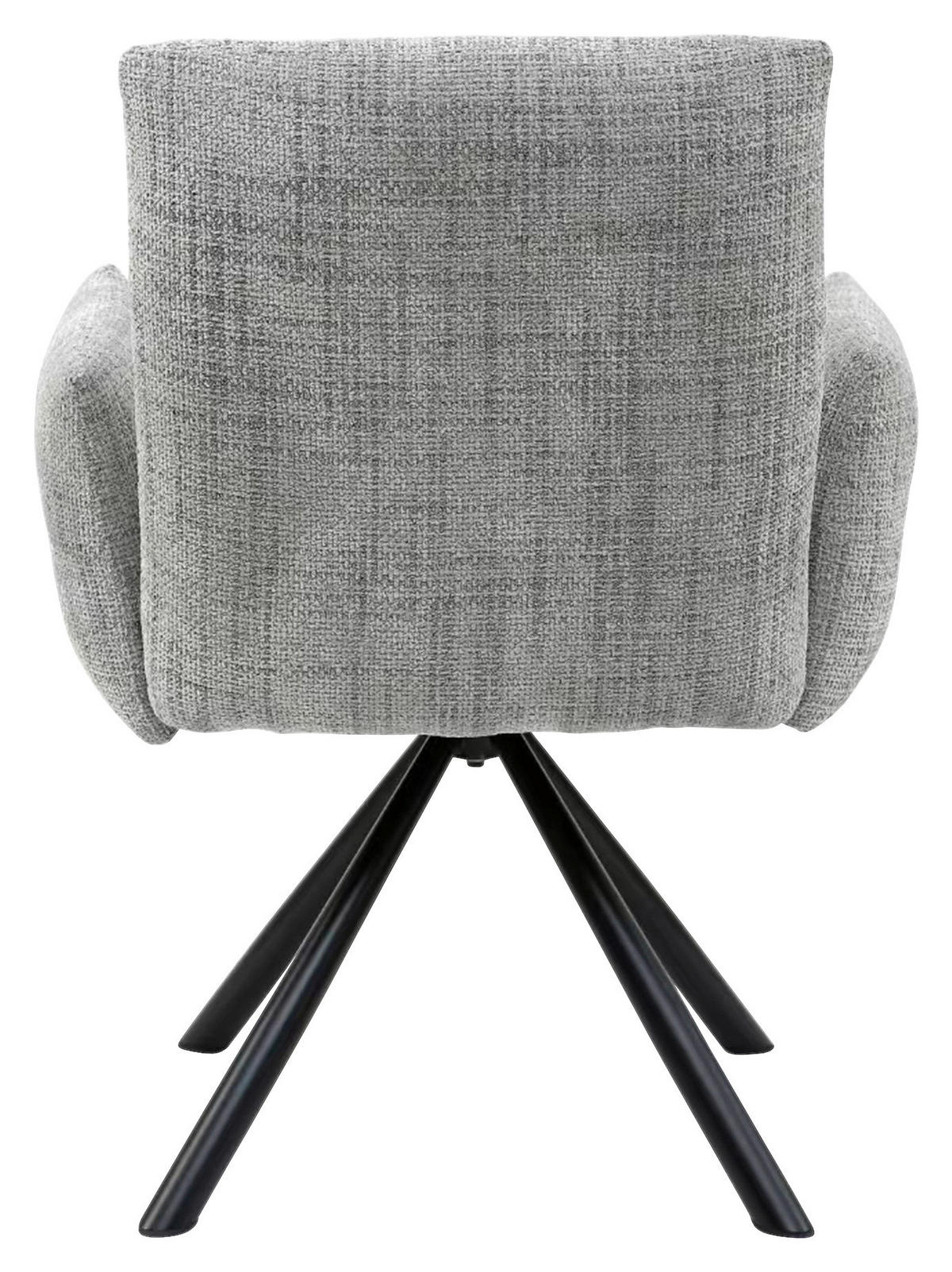 ARMLEHNSTUHL  in Eisen Leinenoptik  - Hellgrau/Schwarz, Design, Textil/Metall (68/88/66cm) - Hom`in