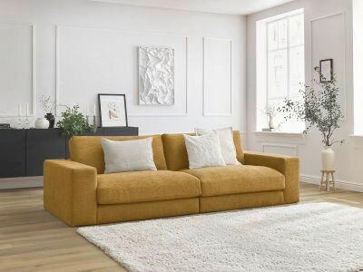 3-SITZER-SOFA LEONARD Struktur Gelb  - Gelb/Schwarz, MODERN, Kunststoff/Textil (274/77/109cm)