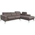 ECKSOFA in Mikrofaser Grau  - Schwarz/Grau, KONVENTIONELL, Textil/Metall (273/207cm) - Carryhome