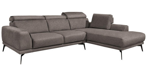 ECKSOFA in Mikrofaser Grau  - Schwarz/Grau, KONVENTIONELL, Textil/Metall (273/207cm) - Carryhome