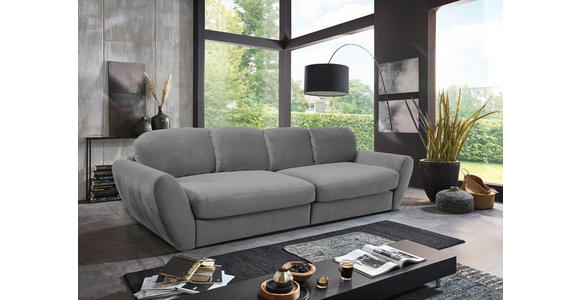 BIGSOFA Flachgewebe Dunkelgrau  - Dunkelgrau/Schwarz, MODERN, Kunststoff/Textil (290/96/113cm) - Cantus