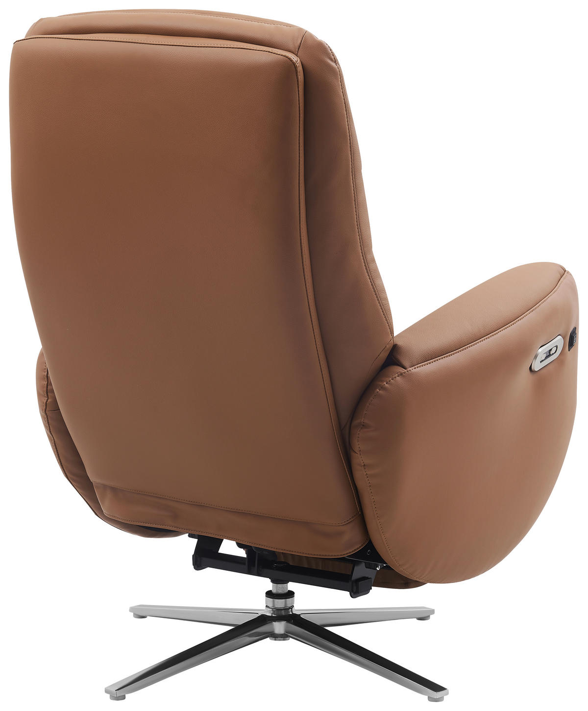 MASSAGESESSEL Echtleder Lederlook Braun    - Chromfarben/Braun, Design, Leder/Textil (79/110/85cm) - Livetastic