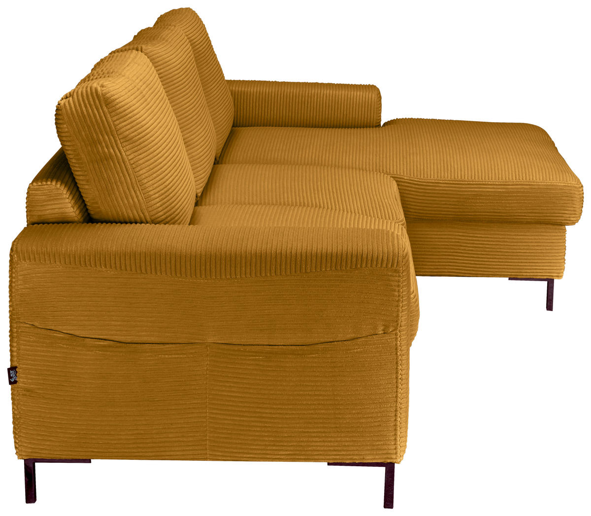ECKSOFA Currygelb Cord  - Currygelb/Schwarz, KONVENTIONELL, Textil/Metall (240/150cm) - Carryhome