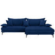 ECKSOFA in Mikrofaser Dunkelblau  292/176 cm  - Schwarz/Dunkelblau, MODERN, Textil/Metall (292/176cm) - Carryhome