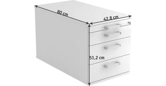 ROLLCONTAINER 42,8/51,2/80 cm  - Chromfarben/Weiß, KONVENTIONELL, Holzwerkstoff/Metall (42,8/51,2/80cm) - Venda
