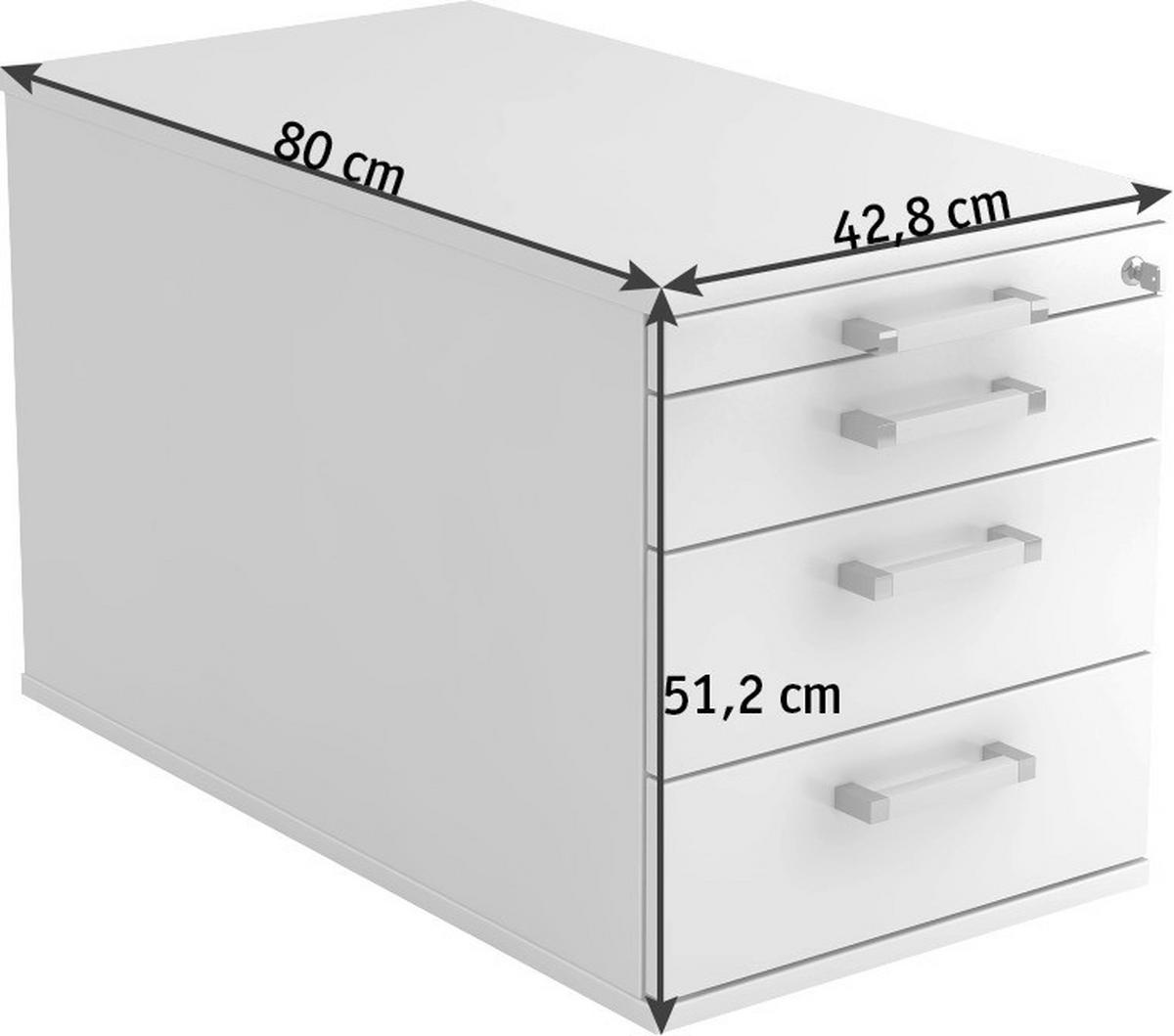 ROLLCONTAINER 42,8/51,2/80 cm  - Ahornfarben/Alufarben, KONVENTIONELL, Holzwerkstoff/Kunststoff (42,8/51,2/80cm) - Venda