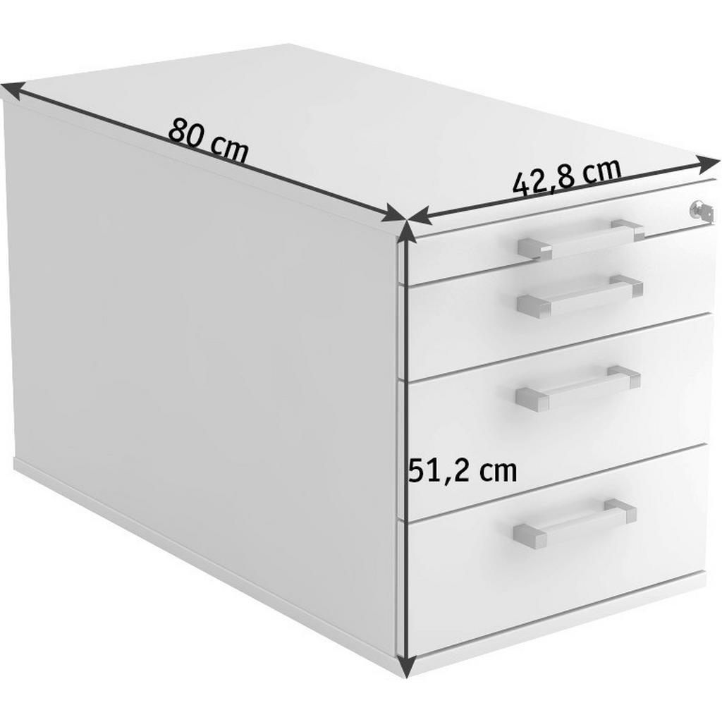 Thumbnail - Venda Rollcontainer, Buche, Metall, 4 Schublade(n) Schubladen, 42.8x51.2x80 cm, Fsc, DIN EN ISO 14001, Beimöbel erhältli...