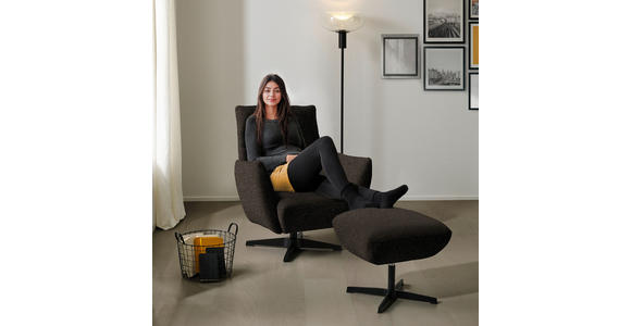 SESSEL in Bouclé Dunkelbraun  - Dunkelbraun/Schwarz, Design, Textil/Metall (60/94/86cm) - Dieter Knoll