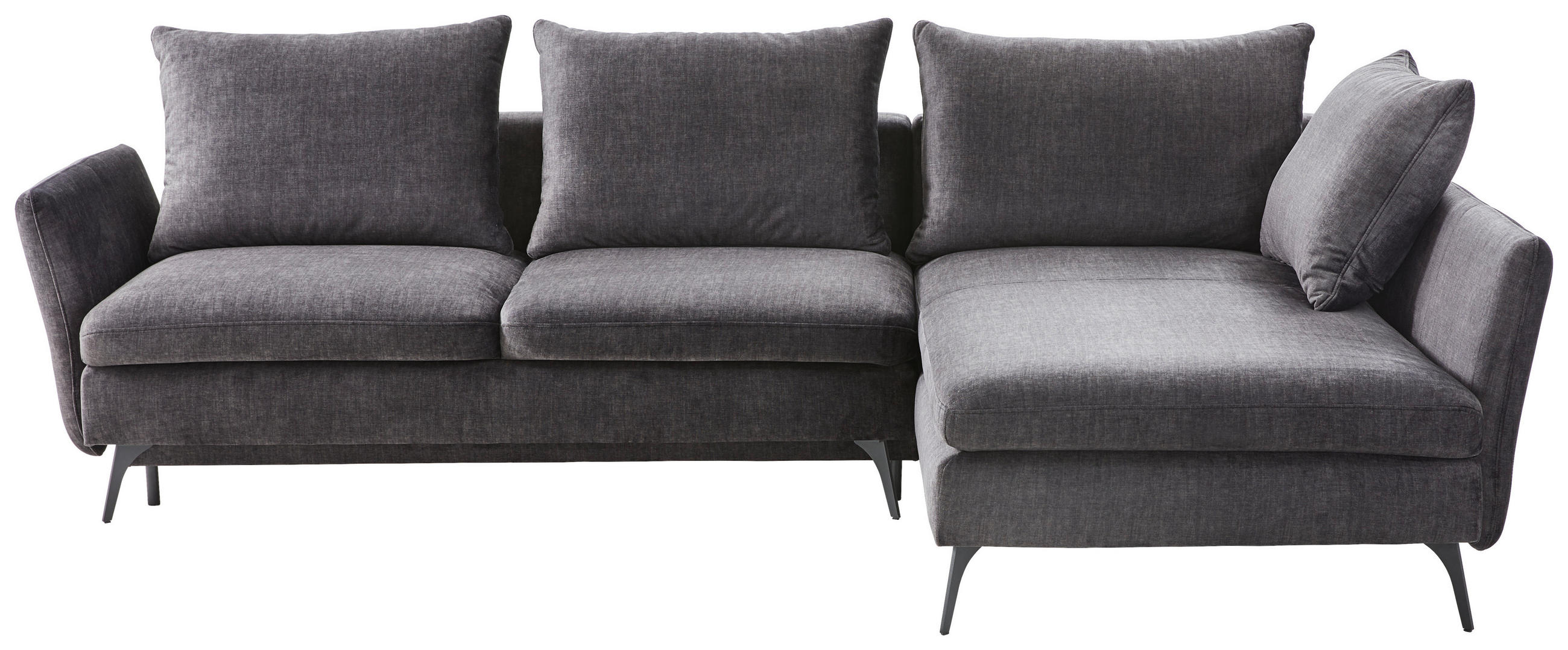 ECKSOFA inkl.Funktionen Dunkelgrau Flachgewebe  - Dunkelgrau/Schwarz, Design, Textil/Metall (282/182cm)