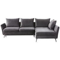 ECKSOFA inkl.Funktionen Dunkelgrau Flachgewebe  - Dunkelgrau/Schwarz, Design, Textil/Metall (282/182cm)