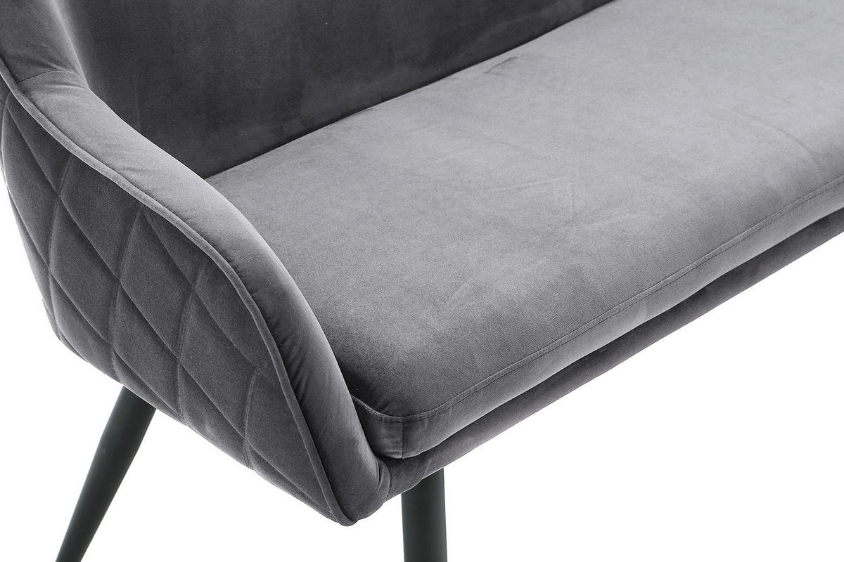 SITZBANK 160/85/61 cm Samt Grau Metall  - Schwarz/Grau, MODERN, Textil/Metall (160/85/61cm) - Livetastic