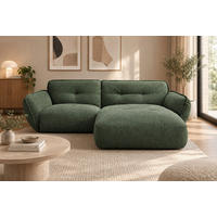 ECKSOFA  Struktur Grün  - Schwarz/Grün, Modern, Kunststoff/Textil (269/184cm) - Trendmanufaktur