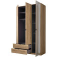 DREHTÜRENSCHRANK 135,4/225,5/57 cm 3-türig Eichefarben  - Eichefarben/Schwarz, MODERN, Glas/Holzwerkstoff (135,4/225,5/57cm) - Xora