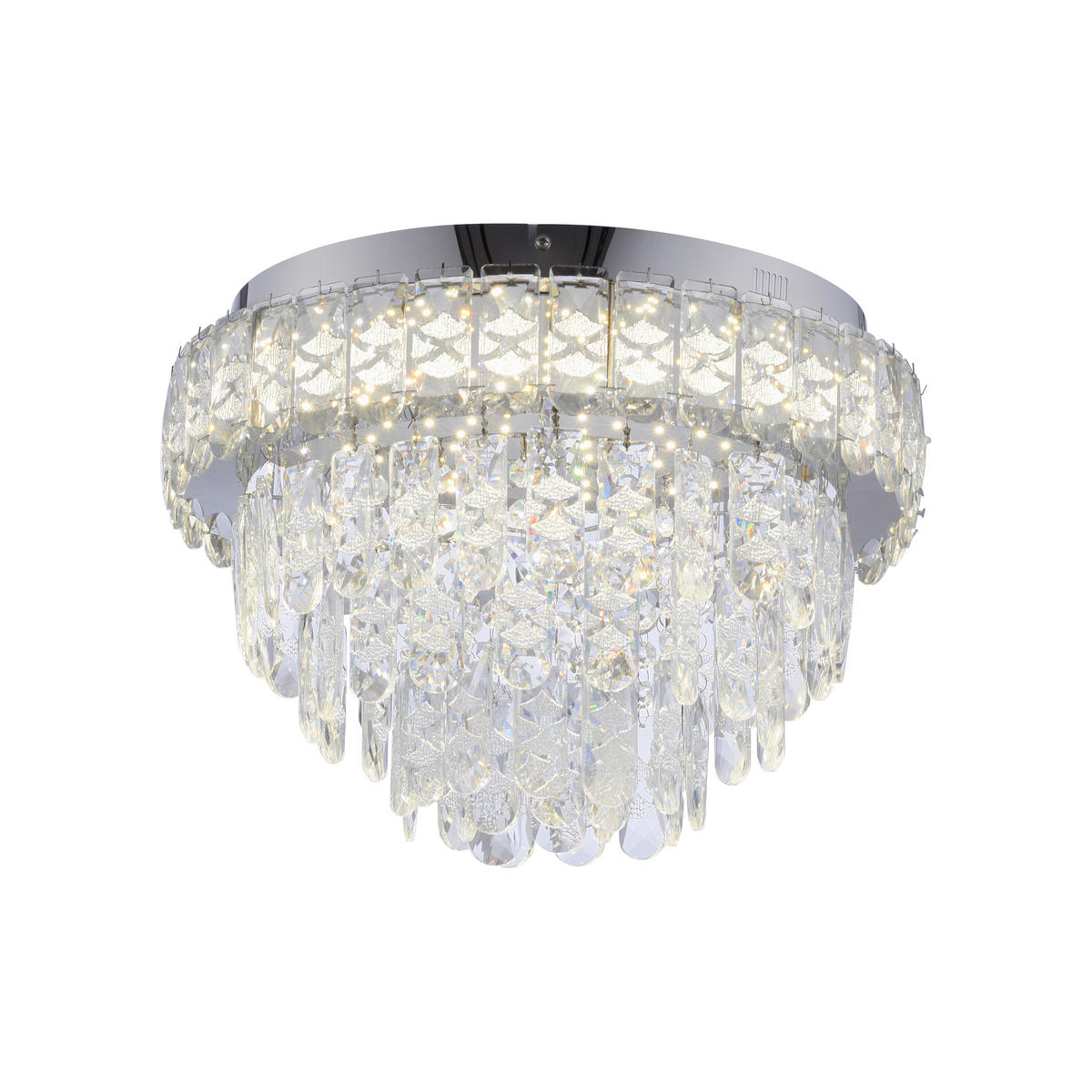 LED-DECKENLEUCHTE 38/38/23 cm   - Chromfarben, KONVENTIONELL, Glas/Kunststoff (38/38/23cm)