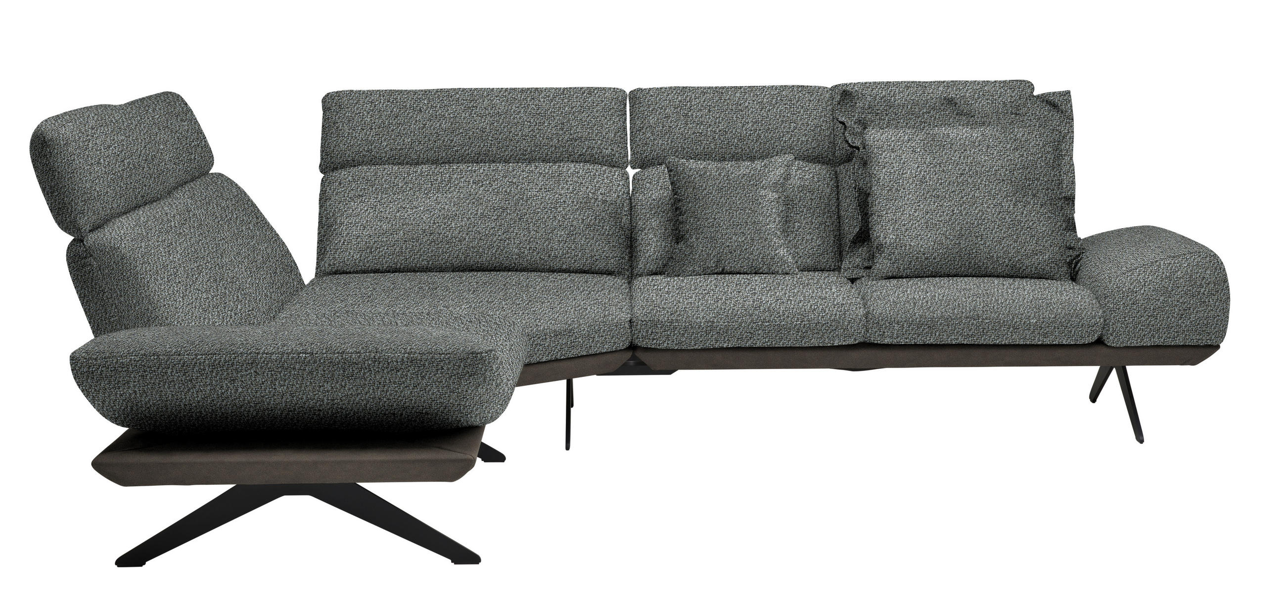 ECKSOFA in Flachgewebe Dunkelgrau  - Dunkelgrau/Schwarz, Design, Textil/Metall (239/270cm) - Koinor