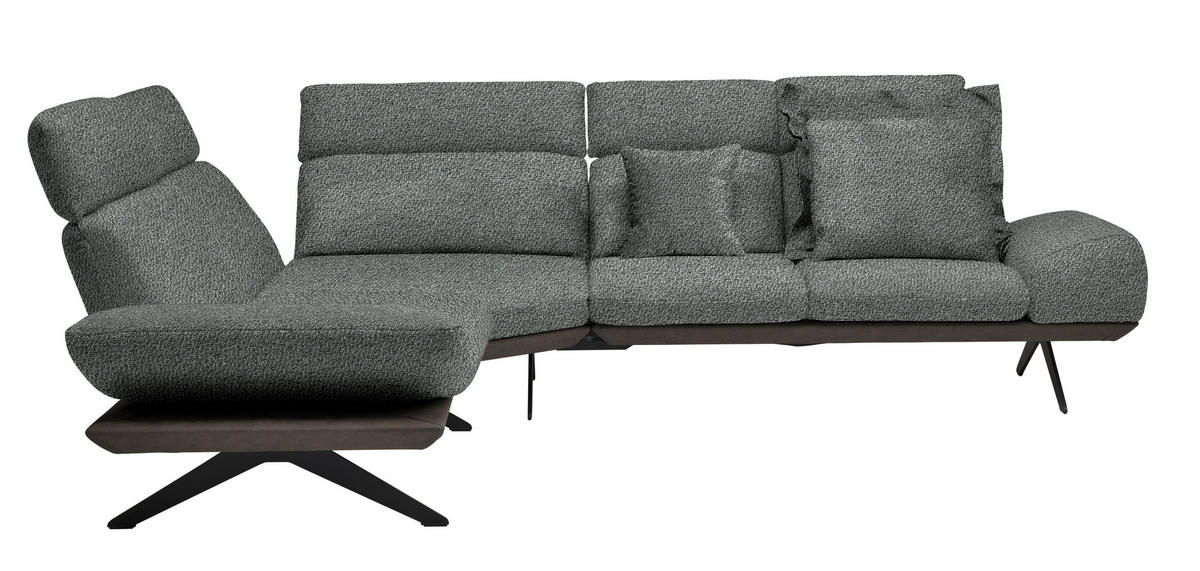 ECKSOFA in Flachgewebe Dunkelgrau  - Dunkelgrau/Schwarz, Design, Textil/Metall (239/270cm) - Koinor