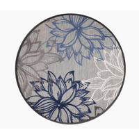 TEPIH ZA UNUTAR./VANJ. UPORAB  120 cm  plava, siva, bijela  Floral  - bijela/siva, Lifestyle, tekstil/plastika (120cm)