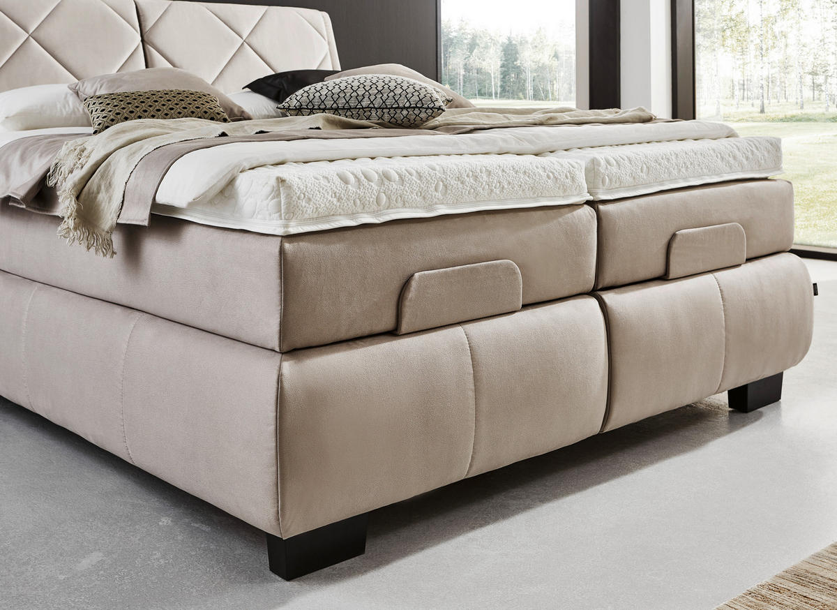 BOXSPRINGBETT 180/200 cm  in Beige  - Beige/Schwarz, KONVENTIONELL, Textil/Metall (180/200cm) - Dieter Knoll