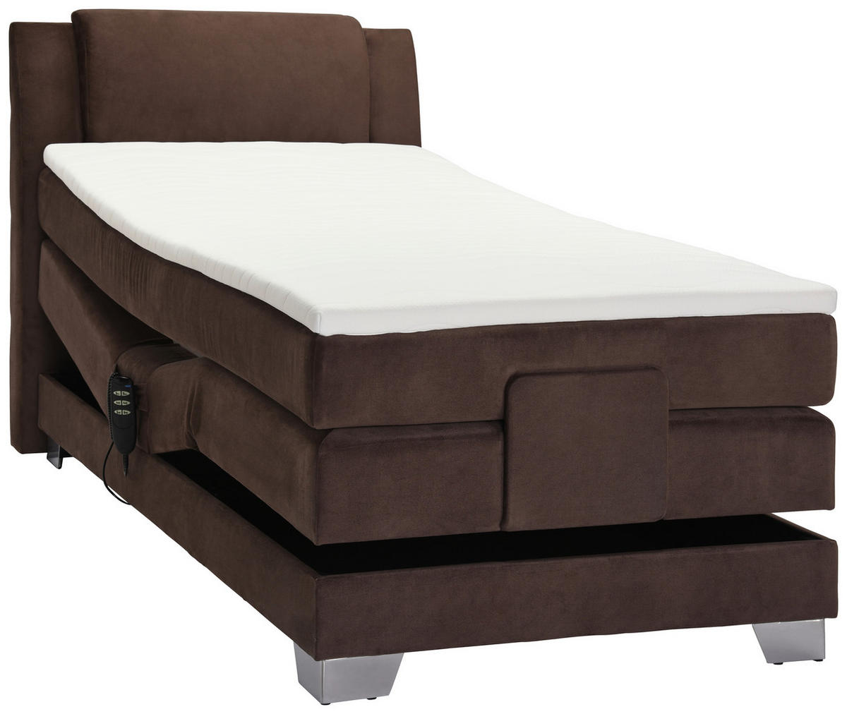 BOXSPRINGBETT 100/200 cm  in Dunkelbraun  - Dunkelbraun/Silberfarben, Konventionell, Kunststoff/Textil (100/200cm) - Esposa