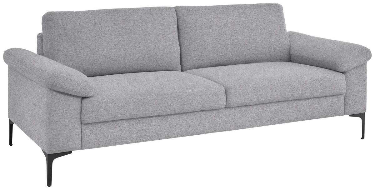3-SITZER-SOFA in Flachgewebe Hellgrau  - Hellgrau/Schwarz, Design, Textil/Metall (226/89/97cm) - Pure Home Lifestyle