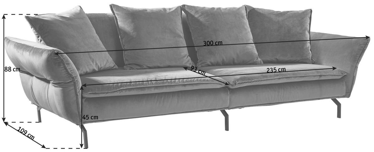 MEGA SOFA zelena  - zelena/višebojna, Dizajnerski, metal/tekstil (300/88-45/109cm) - Landscape