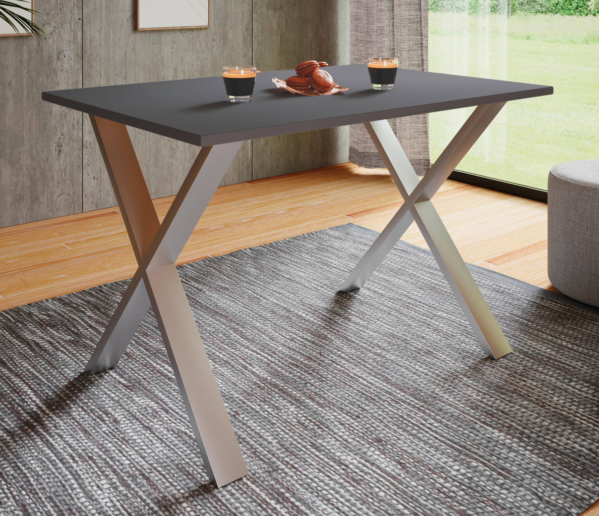 MATBORD i trämaterial 110/80/76 cm   - silver/antracit, Basics, metall/trämaterial (110/80/76cm) - MID.YOU