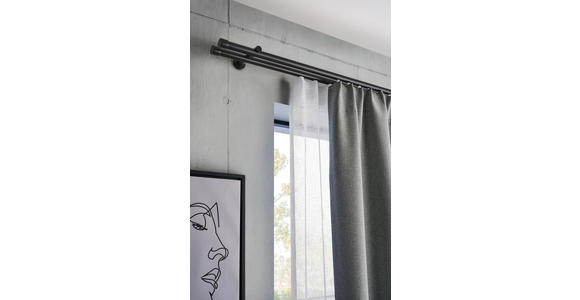 VORHANGSTANGENSET 120 cm - Schwarz, Basics, Metall (120cm) - Homeware