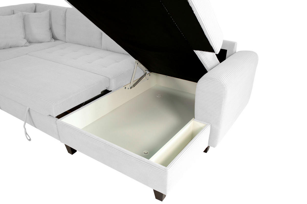 WOHNLANDSCHAFT MORITZ Silberfarben Cord  - Silberfarben, Trend, Textil (178/324/155cm) - P & B