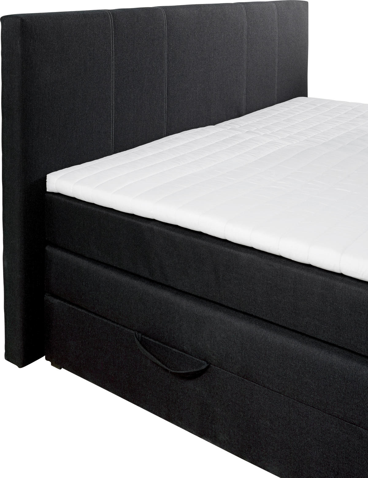 BOXSPRINGBETT 180/200 cm,  in Schwarz, Matratze, Bettkasten, Topper, H2 = mittel  - Schwarz, Design, Kunststoff/Textil (180/200cm) - Boxxx