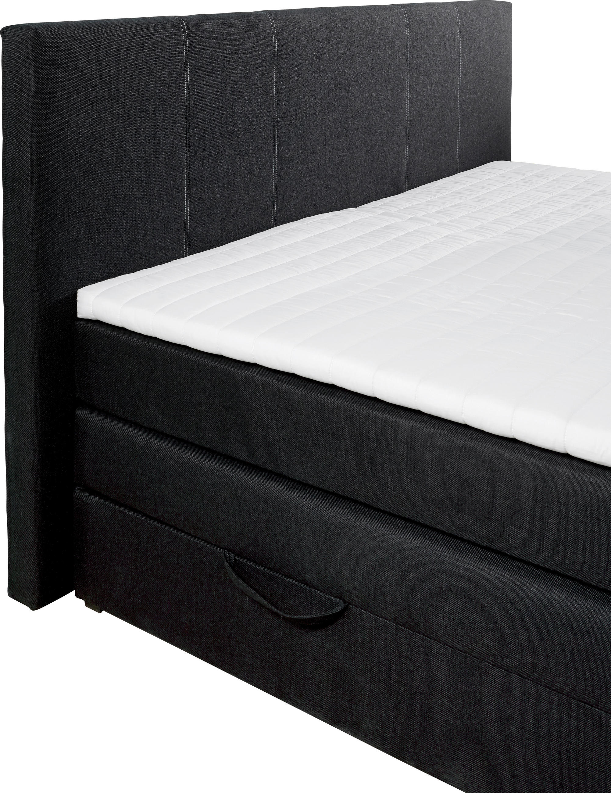 Thumbnail - Boxxx Boxspringbett, Schwarz, Textil, H2, Höhe ca. 16 cm, 180x200 cm, Topper durchgehend, Schlafzimmer, Betten, Boxsprin...