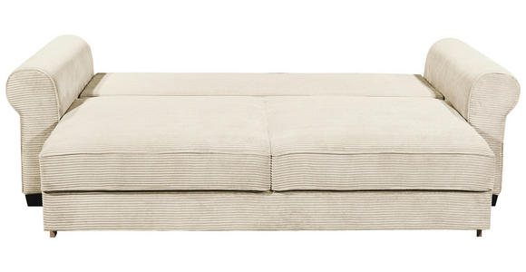 SCHLAFSOFA mit Stoffauswahl, Liegefunktion, Rücken echt Cord Creme - Creme/Schwarz, KONVENTIONELL, Kunststoff/Textil (250/95/125cm) - Hom`in