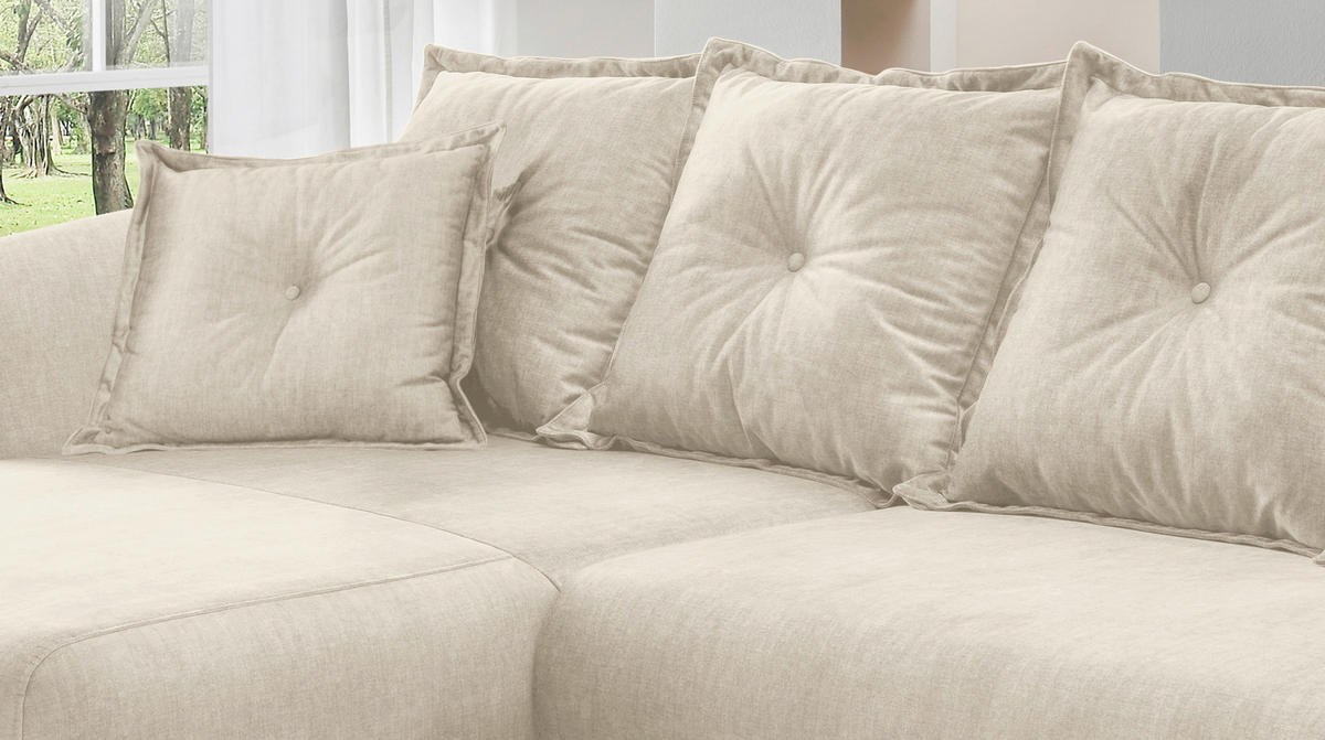 ECKSOFA in Velours Beige, Buchefarben  - Beige/Buchefarben, Modern, Holz/Textil (162/277cm) - Livetastic