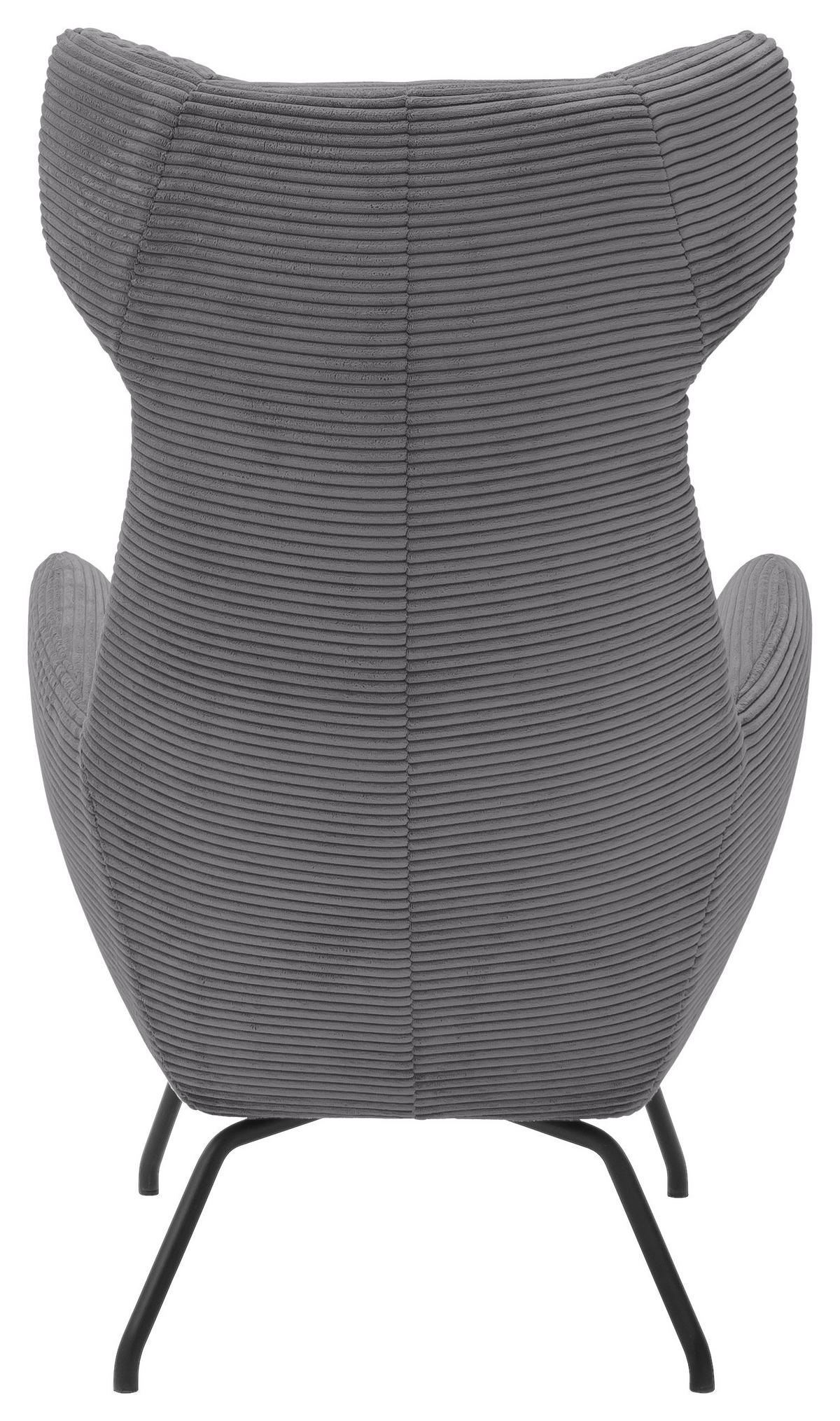 OHRENSESSEL in Cord Dunkelgrau  - Dunkelgrau/Schwarz, Design, Textil/Metall (79/117/82cm) - Lomoco