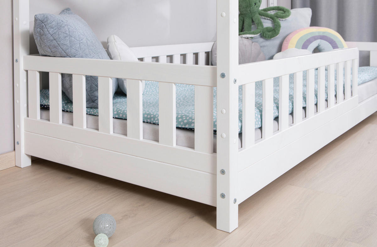 HAUSBETT Rollrost, Absturzsicherung 140/200 cm  - Weiß, MODERN, Holz (140/200cm) - MID.YOU