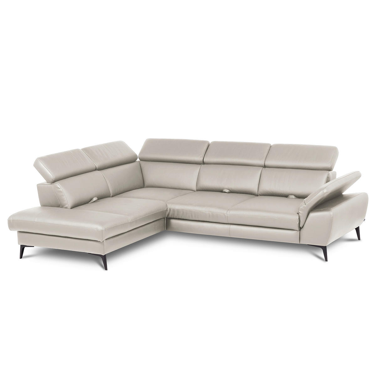 ECKSOFA  in Lederlook Echtleder Platinfarben  220/274 cm  - Platinfarben/Schwarz, Design, Leder/Textil (220/274cm) - Livetastic