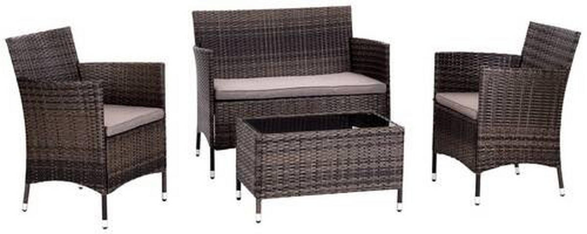 LOUNGE GARNITURA  smeđa, siva   - tamno smeđa/siva, Moderno, staklo/metal - Ambia Garden