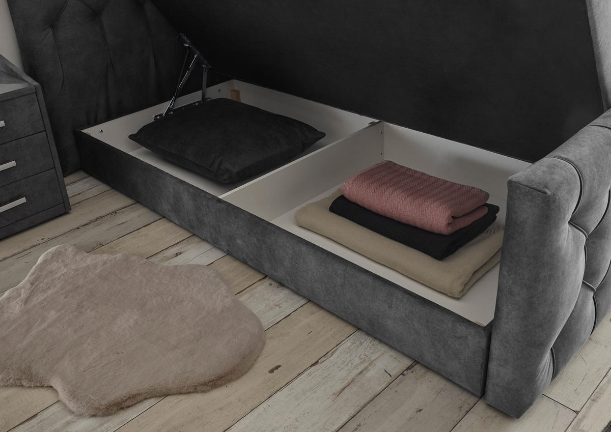 BOXSPRINGBETT 180/200 cm  in Anthrazit  - Anthrazit/Schwarz, MODERN, Holzwerkstoff/Kunststoff (180/200cm) - MID.YOU
