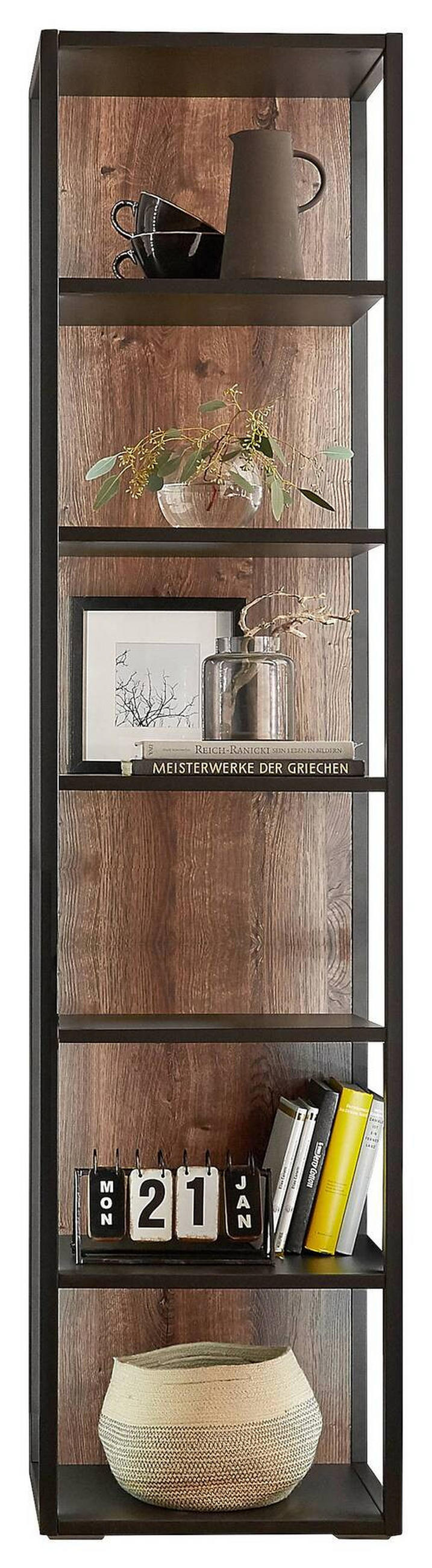 STANDREGAL Eichefarben, Dunkelgrau  - Eichefarben/Dunkelgrau, KONVENTIONELL, Holzwerkstoff/Metall (49/204/37cm) - Cantus