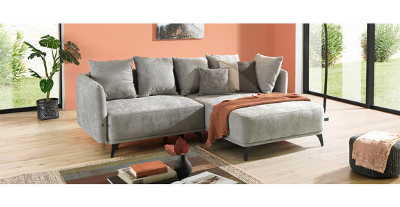 ECKSOFA in Chenille Grau  - Schwarz/Grau, LIFESTYLE, Textil/Metall (255/172cm) - Carryhome