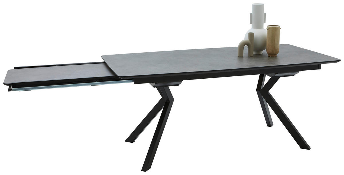 ESSTISCH Schwarz, Dunkelgrau  - Dunkelgrau/Schwarz, Design, Kunststoff/Metall (180/90/76cm) - Dieter Knoll