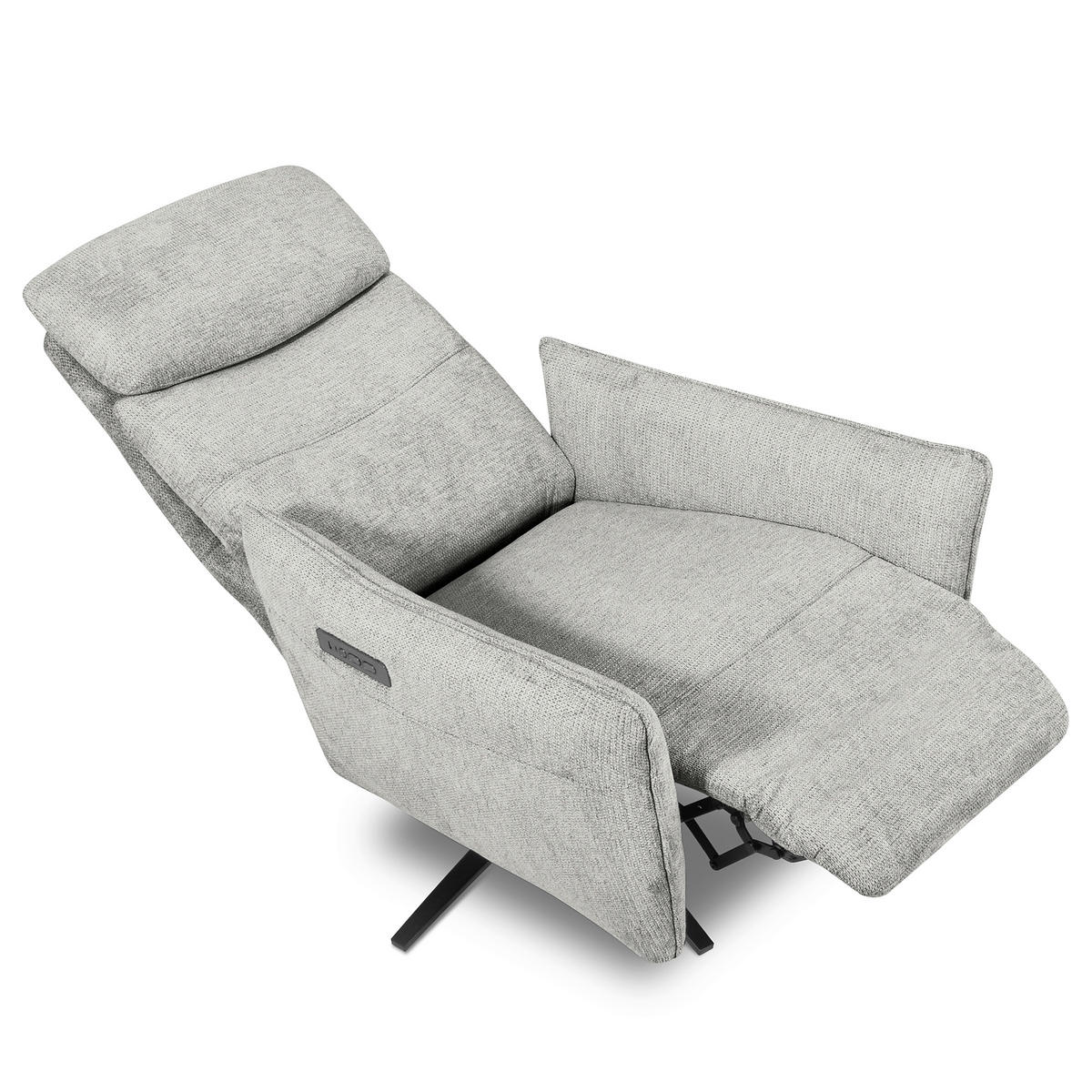 RELAXSESSEL in Textil Grau  - Schwarz/Grau, Design, Textil/Metall (77/107/88cm) - Livetastic