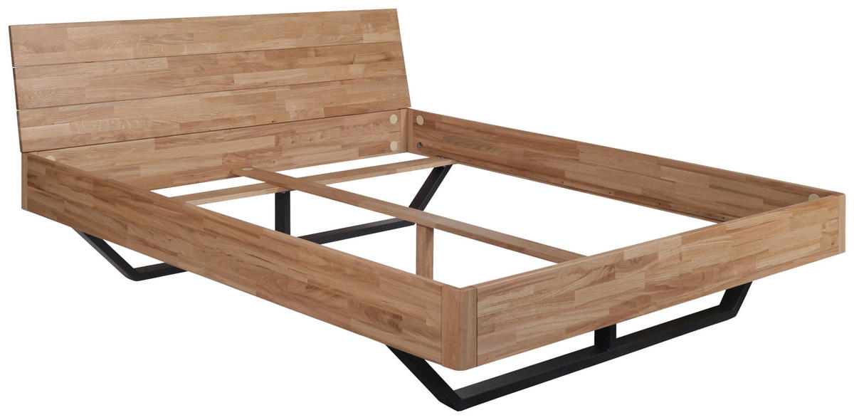 BETT 180/200 cm  in Eichefarben  - Eichefarben/Schwarz, MODERN, Holz/Metall (180/200cm) - MID.YOU