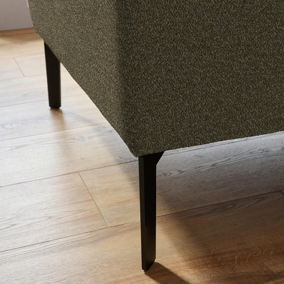 ECKSOFA in Mikrofaser Khaki  - Khaki/Schwarz, Design, Textil/Metall (273/203cm) - Johann Jakob