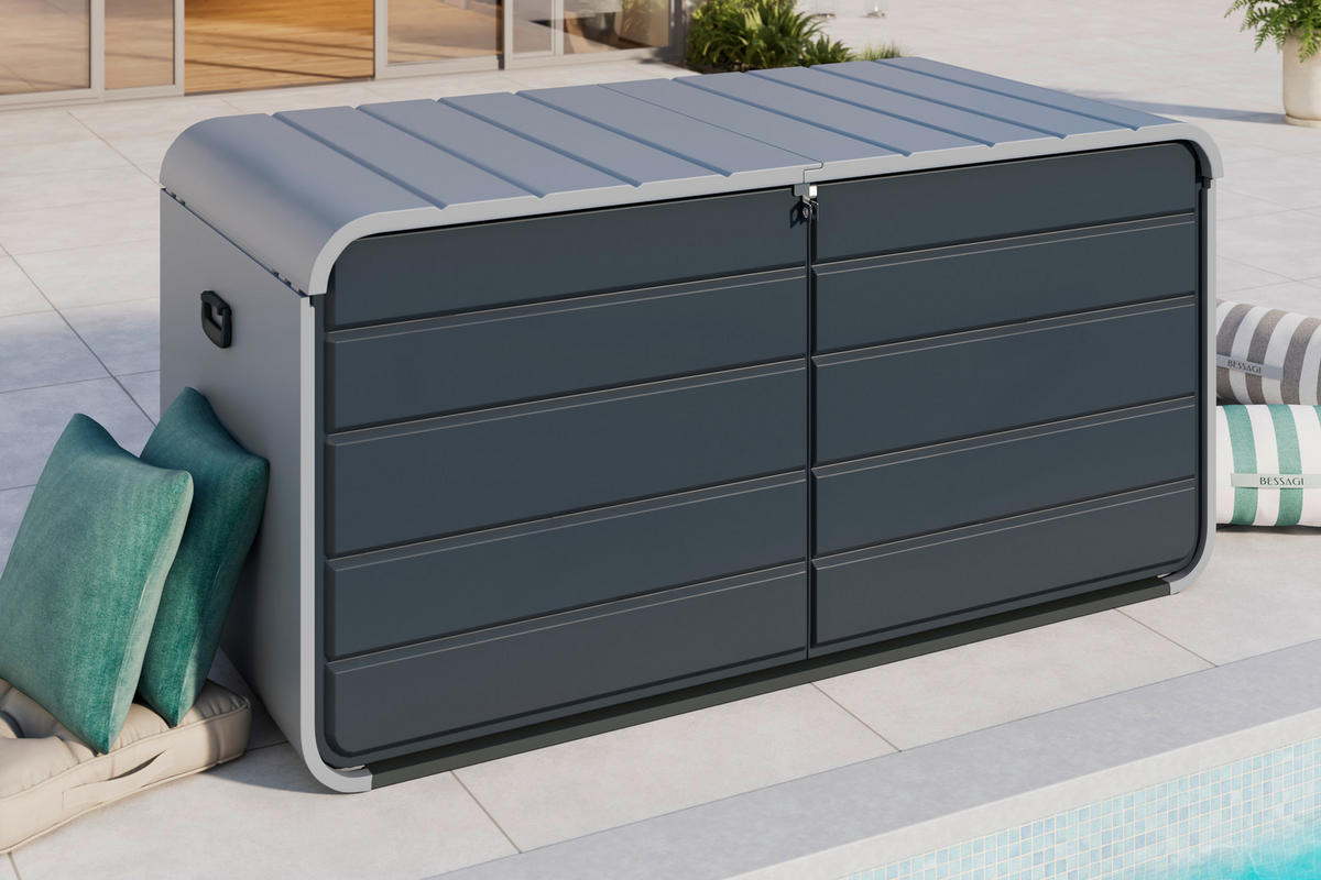 KISSENBOX 173/86/82 cm  - Anthrazit/Hellgrau, Design, Kunststoff/Metall (173/86/82cm) - Ambia Garden