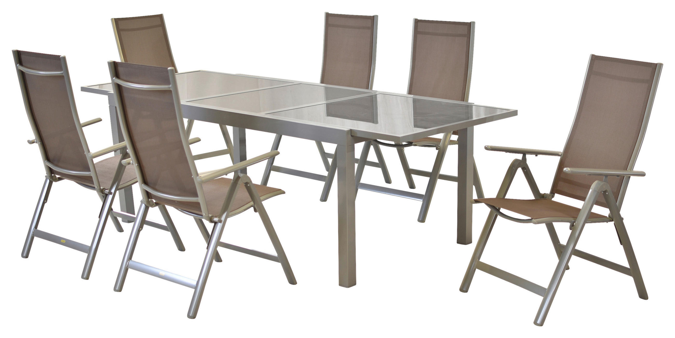 GARTENSET 7-teilig Aluminium 7-teilig  - Taupe/Silberfarben, MODERN, Textil/Metall - Gardenson